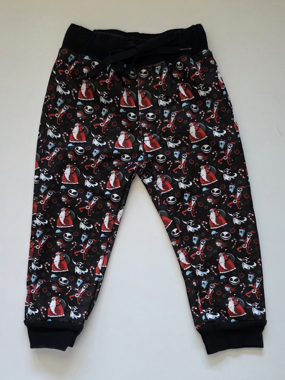 Kids Black Character Print Jogger Pants - Festive Pattern